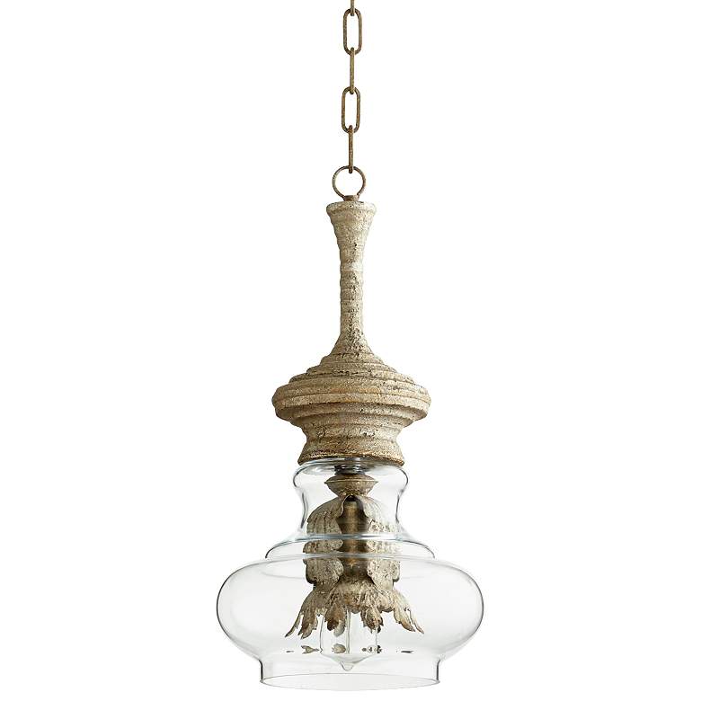 Image 2 Dresden Sawyer 10"W Whitewash and Glass Pendant Light