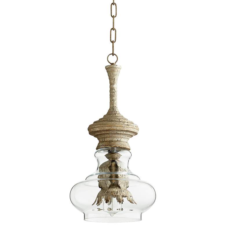 Image 2 Dresden Sawyer 10 inchW Whitewash and Glass Pendant Light