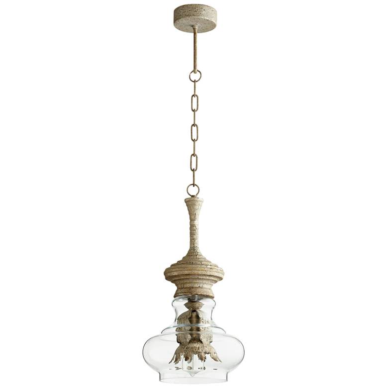 Image 3 Dresden Sawyer 10 inchW Whitewash and Glass Pendant Light more views