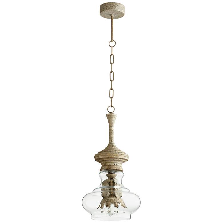 Image 3 Dresden Sawyer 10"W Whitewash and Glass Pendant Light more views