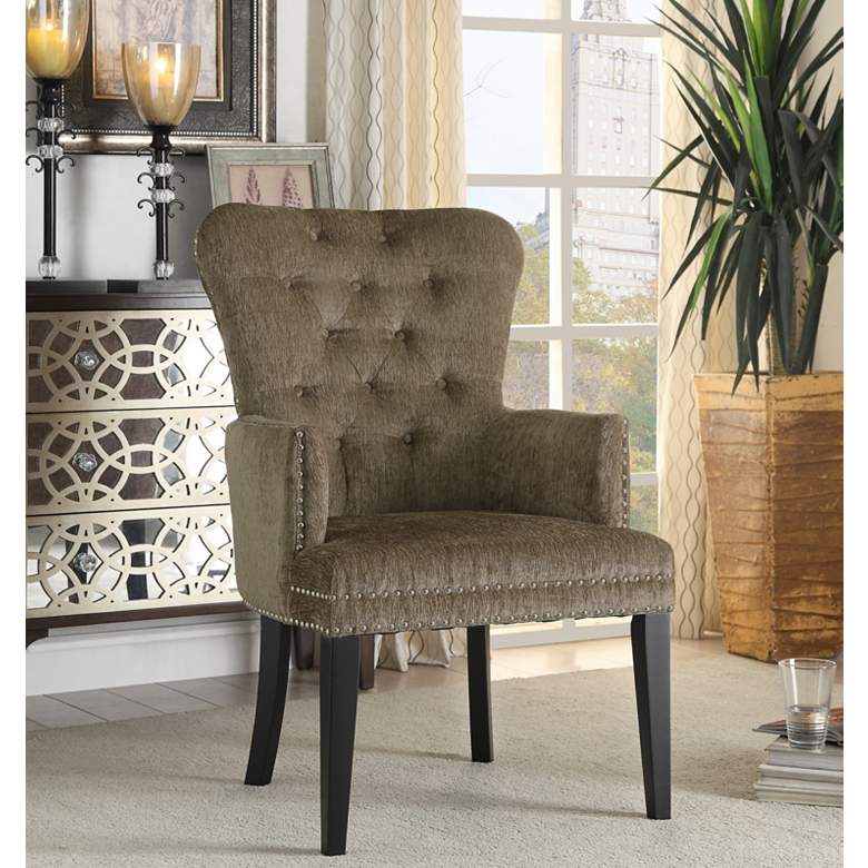 Image 1 Dresden Tufted Taupe Accent Armchair