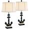 Drew Nautical Navy Blue Anchor Table Lamps - Set of 2