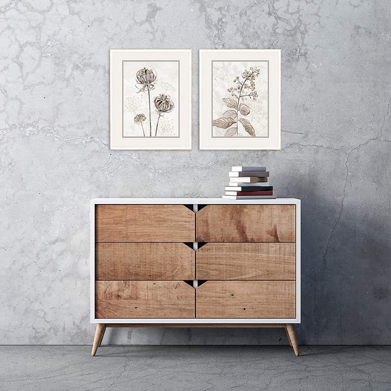 Image 4 Dried Florals I 28" High 2-Piece Framed Giclee Wall Art Set more views