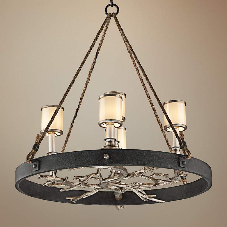 Image 1 Drift 28 1/2 inch Wide Bronze with Silver Leaf Pendant Light
