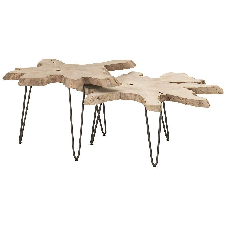 Image 2 Drift 39"W Gray Wood Outdoor Nesting Coffee Tables Set of 2 more views