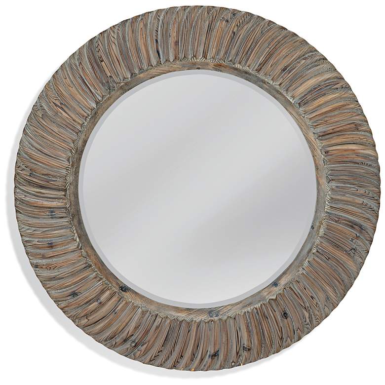 Image 1 Drift Gray Fir Wood 42" Round Wall Mirror