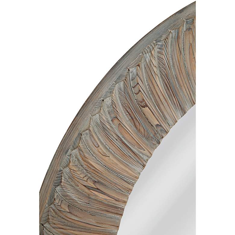 Image 2 Drift Gray Fir Wood 42" Round Wall Mirror more views