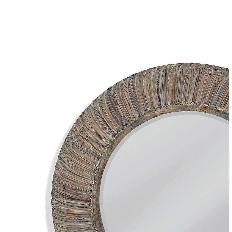 Image 5 Drift Gray Fir Wood 42" Round Wall Mirror more views