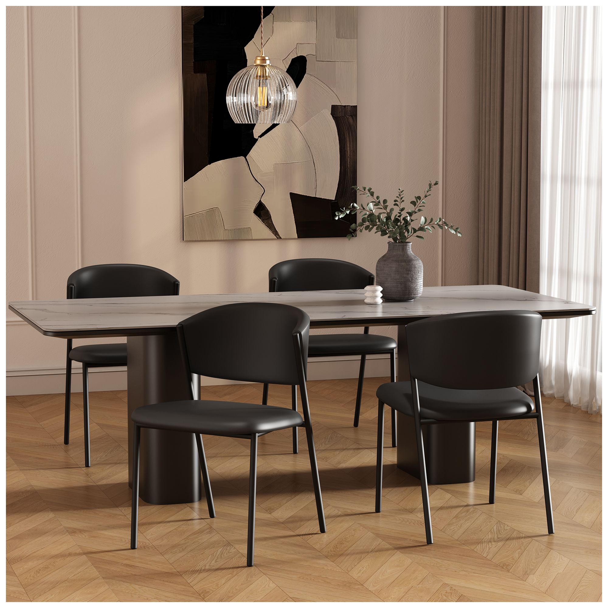 Image 3 Drift Modern Vegan Leather Metal Side Chair in Black - Set of 4 more views