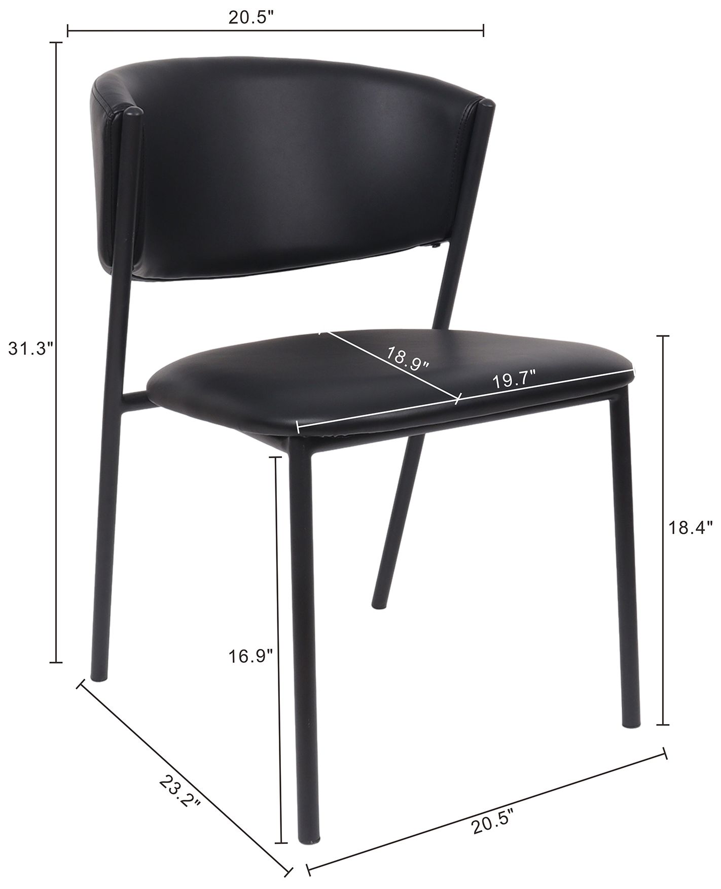Image 4 Drift Modern Vegan Leather Metal Side Chair in Black - Set of 4 more views