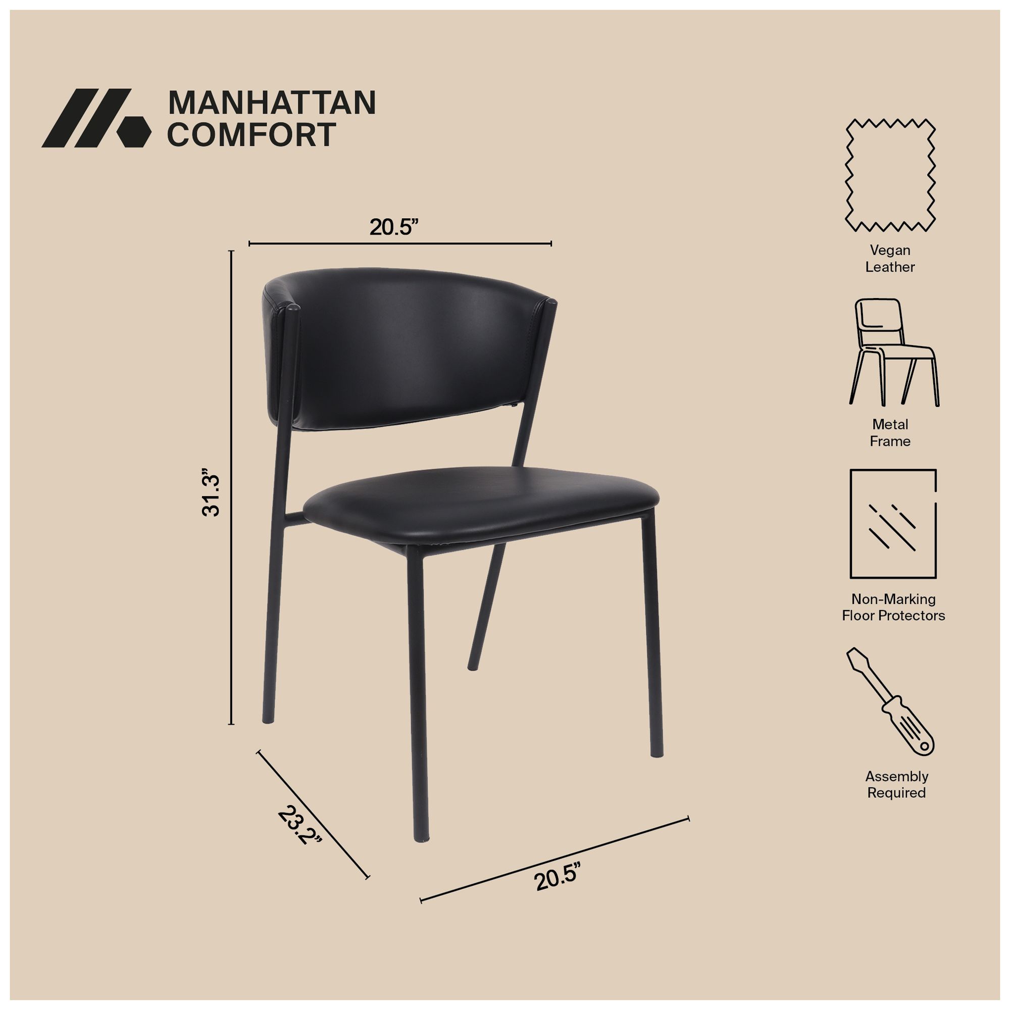 Image 5 Drift Modern Vegan Leather Metal Side Chair in Black - Set of 4 more views