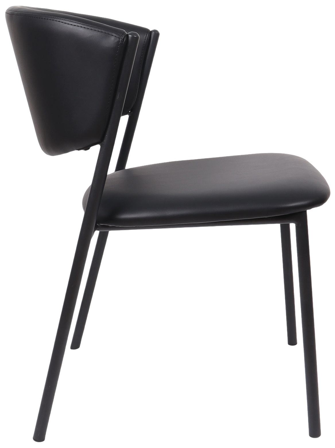Drift Modern Vegan Leather Metal Side Chair in Black - Set of 4