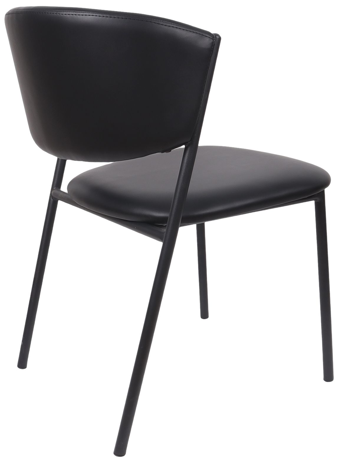 Drift Modern Vegan Leather Metal Side Chair in Black - Set of 4