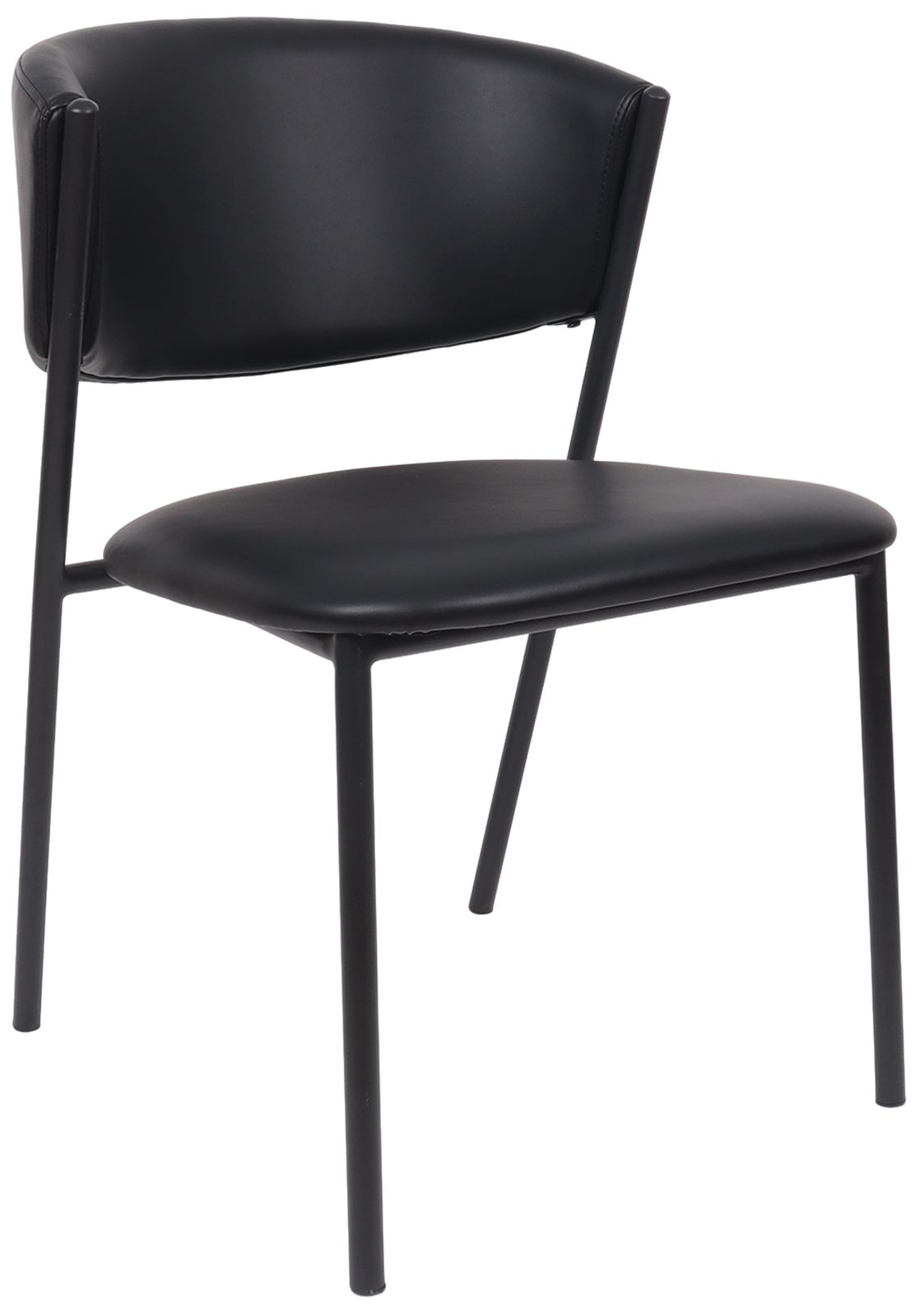 Drift Modern Vegan Leather Metal Side Chair in Black - Set of 4