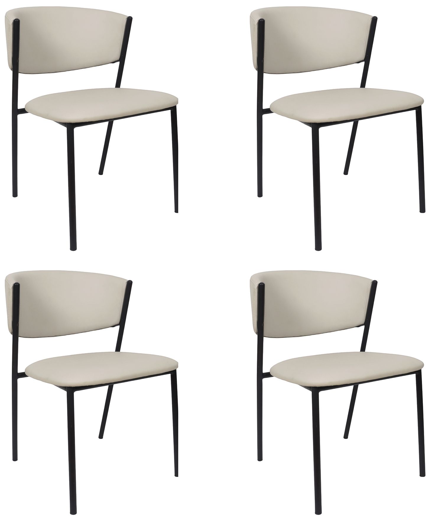 Image 2 Drift Modern Vegan Leather Metal Side Chair in Stone Gray - Set of 4 more views