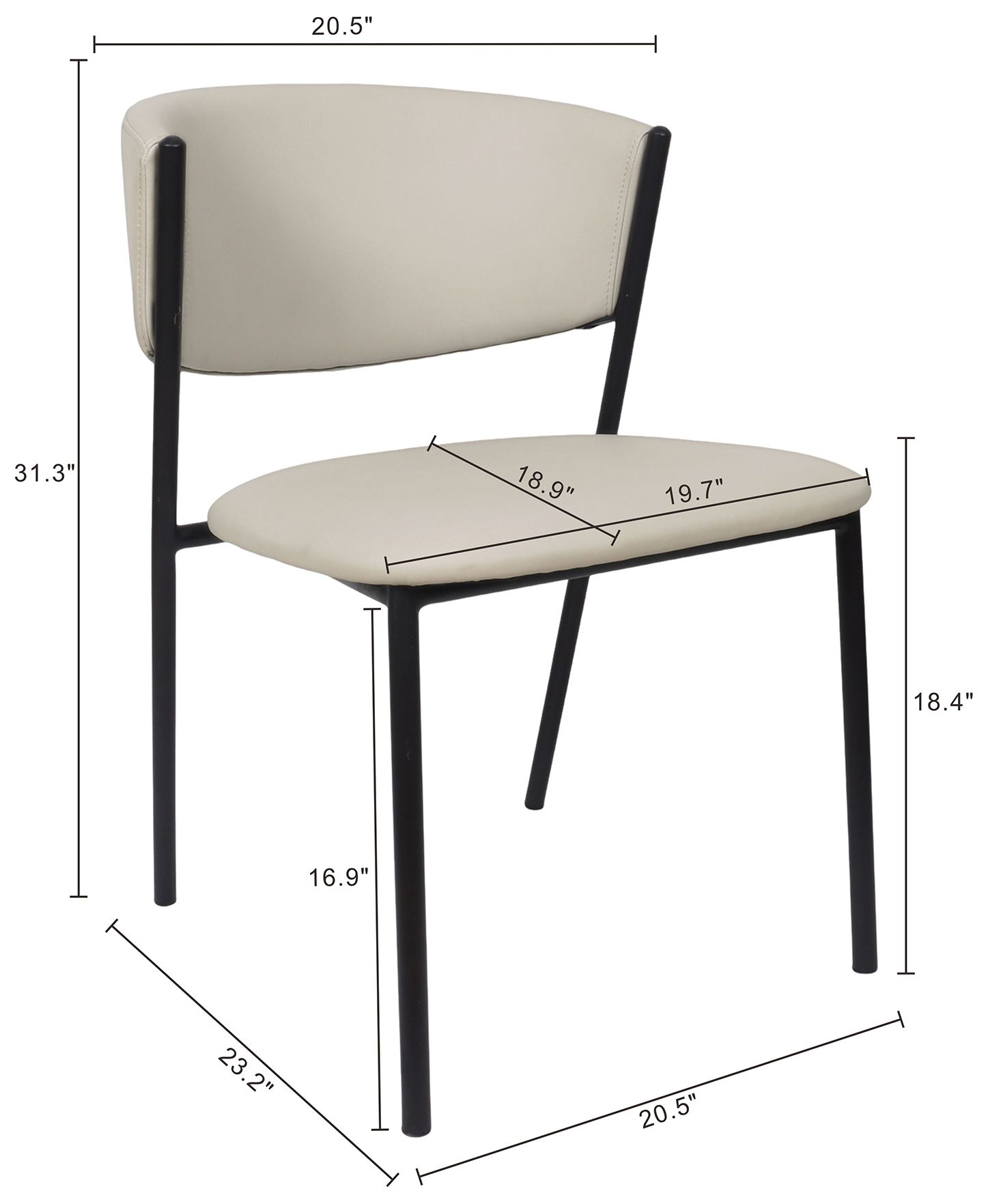 Image 4 Drift Modern Vegan Leather Metal Side Chair in Stone Gray - Set of 4 more views