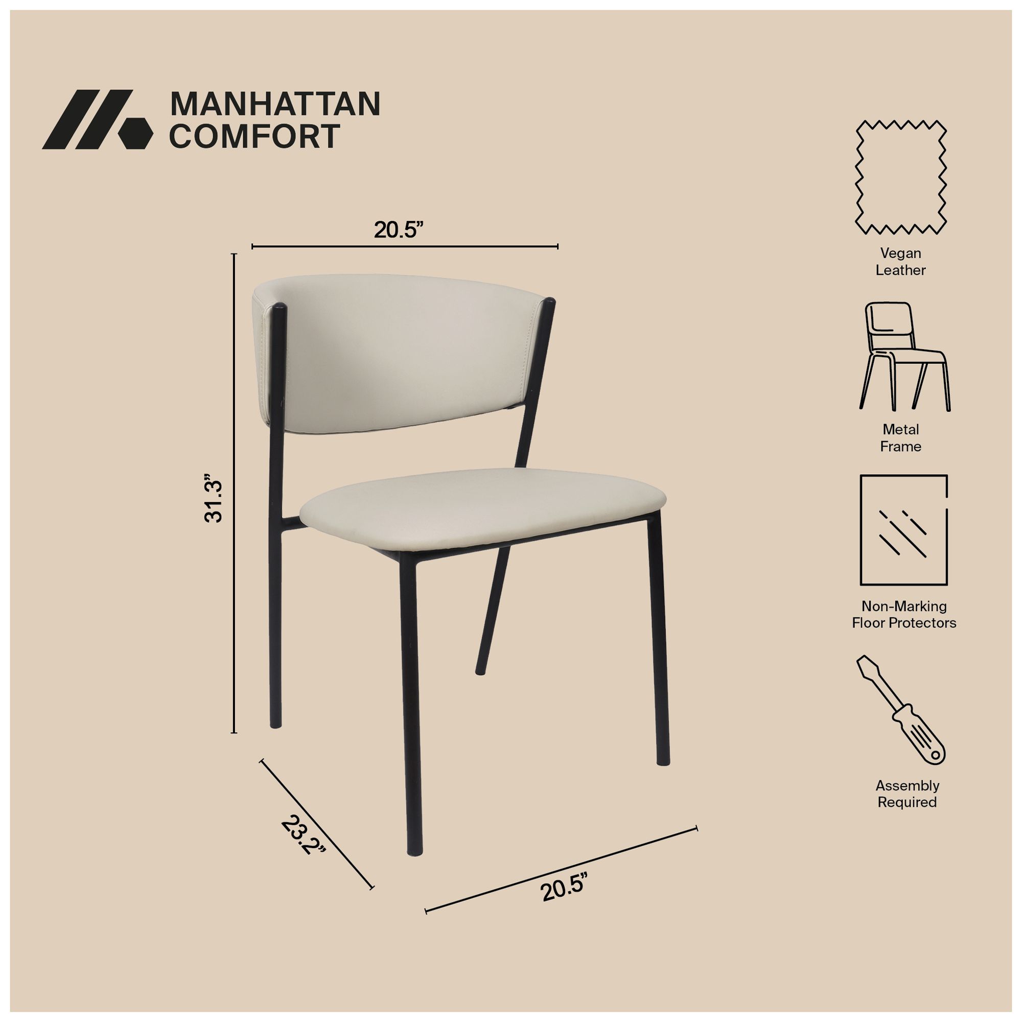 Image 5 Drift Modern Vegan Leather Metal Side Chair in Stone Gray - Set of 4 more views