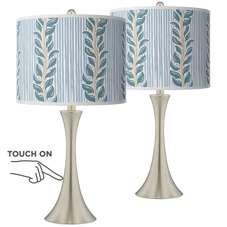 Image 1 Drifting Petals Trish Brushed Nickel Touch Table Lamps Set of 2