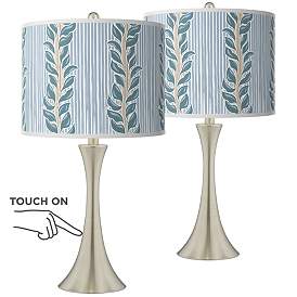 Image1 of Drifting Petals Trish Brushed Nickel Touch Table Lamps Set of 2