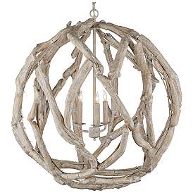 Image1 of Driftwood Whitewash Orb Chandelier