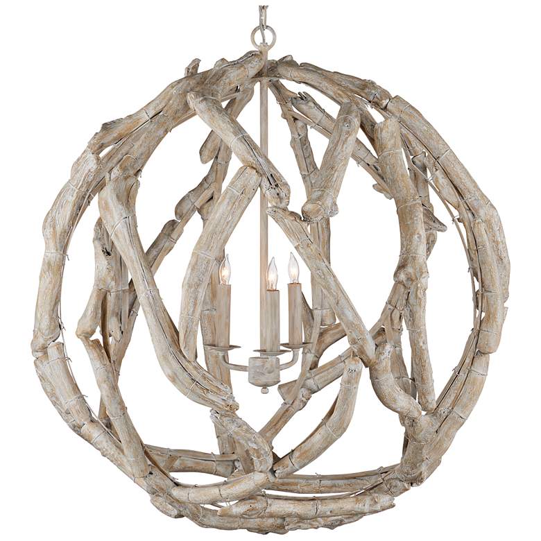 Image 1 Driftwood Whitewash Orb Chandelier