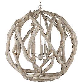 Image2 of Driftwood Whitewash Orb Chandelier more views