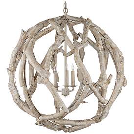 Image3 of Driftwood Whitewash Orb Chandelier more views
