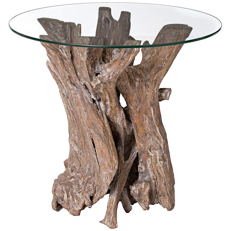 Image 1 Driftwood with Glass Top Side Table