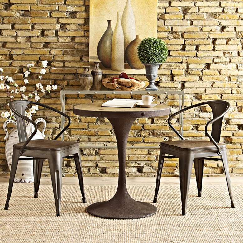 Image 4 Drive 30 inch High Brown Small Round Modern Dining Table more views