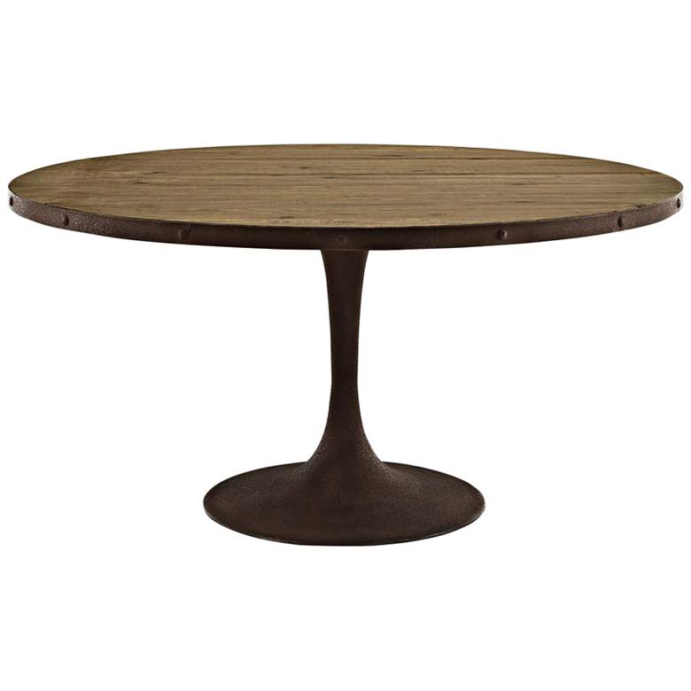 Image 1 Drive 60 inch Wide Brown Large Round Modern Dining Table