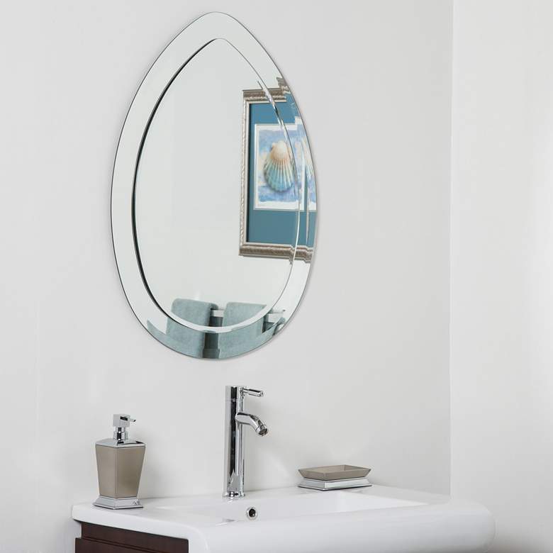 Image 1 Droplet 23" x 31" Teardrop Frameless Bathroom Wall Mirror
