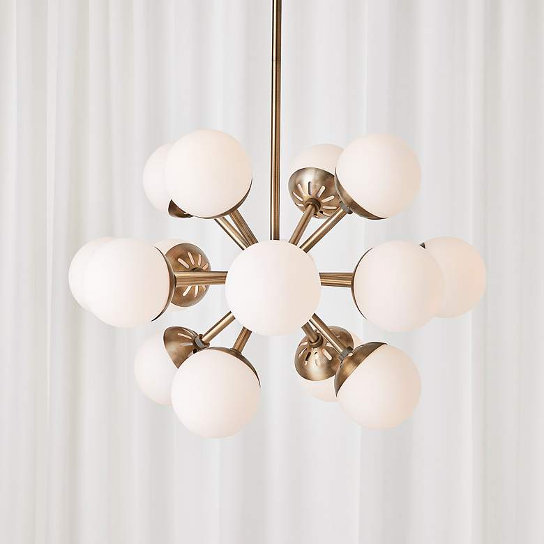 Image 1 Droplet 28" Wide Antique Brass 16-Light Sputnik Chandelier