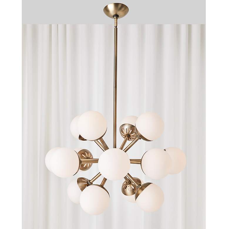 Image 3 Droplet 28" Wide Antique Brass 16-Light Sputnik Chandelier more views