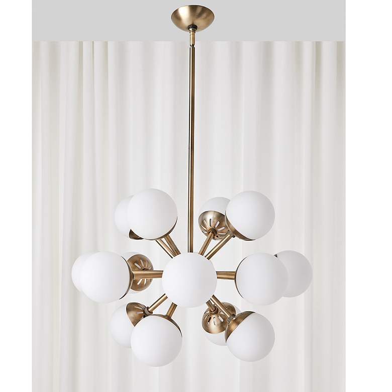Image 6 Droplet 28" Wide Antique Brass 16-Light Sputnik Chandelier more views