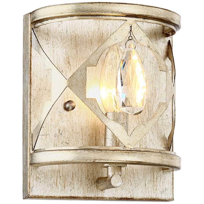Image 1 Droplet 7 inch High Silver Leaf Laser-Cut Wall Sconce
