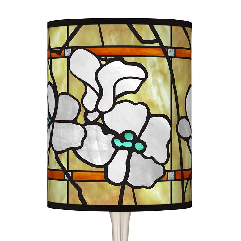 Image 2 Droplet Accent Table Lamp with Magnolia Mosaic Pattern Printed Shade more views