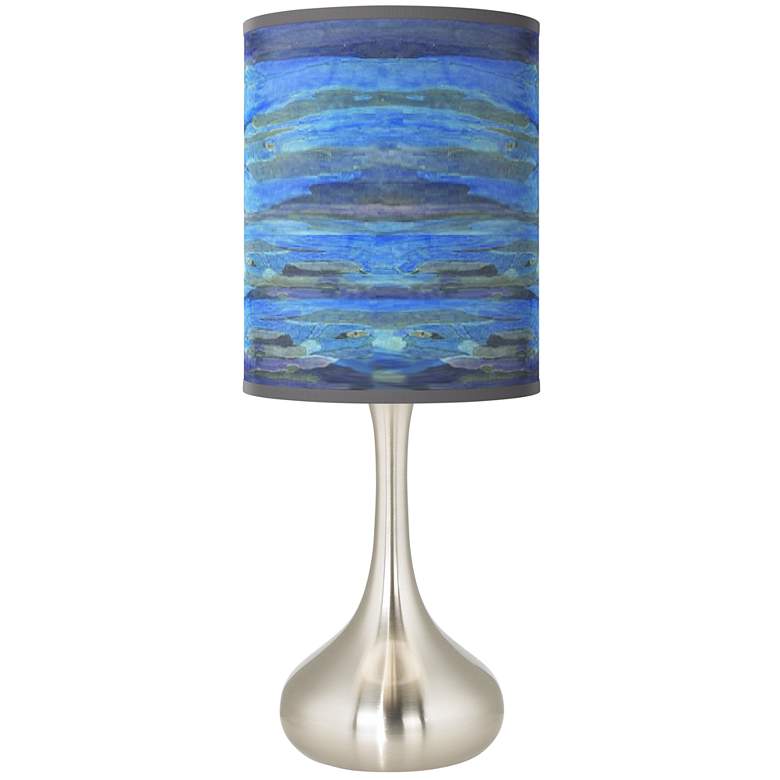 Image 1 Droplet Modern Table Lamp with Oceanside Pattern Giclee Shade