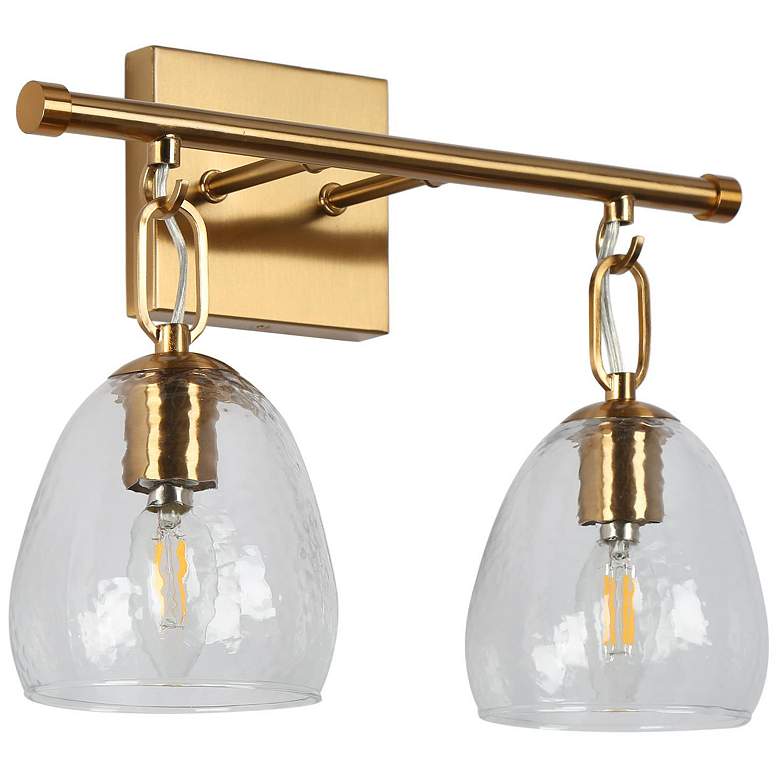 Image 1 Droslin 2-Light 13.8" Wide Brass Bath Light