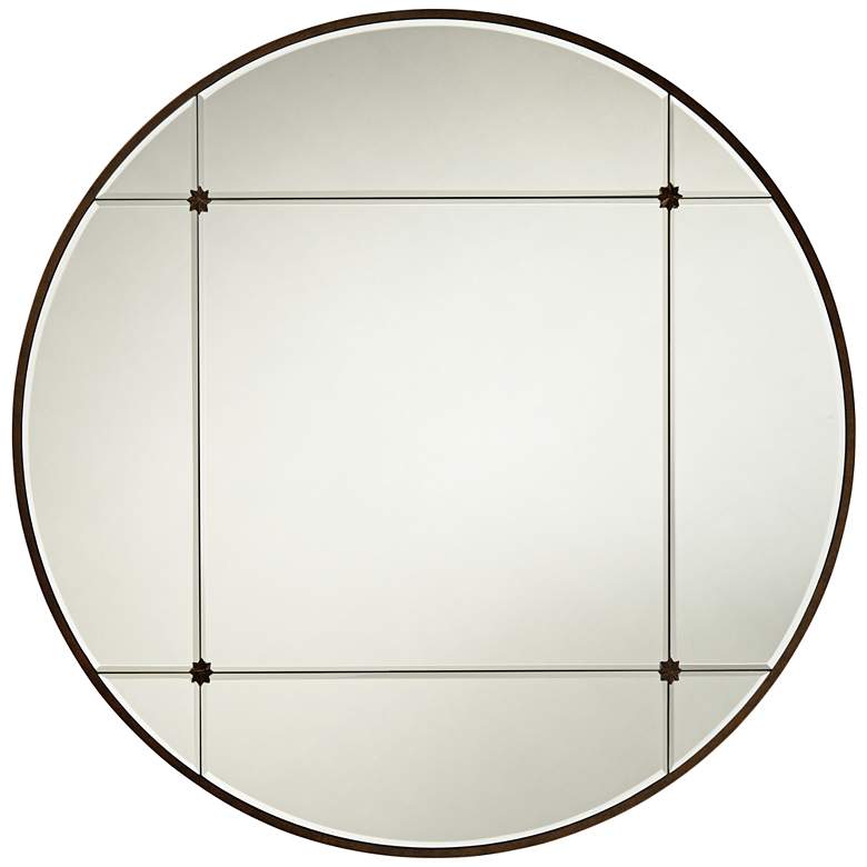 Drucilla Antique Light Brown 32&quot; Round Framed Wall Mirror
