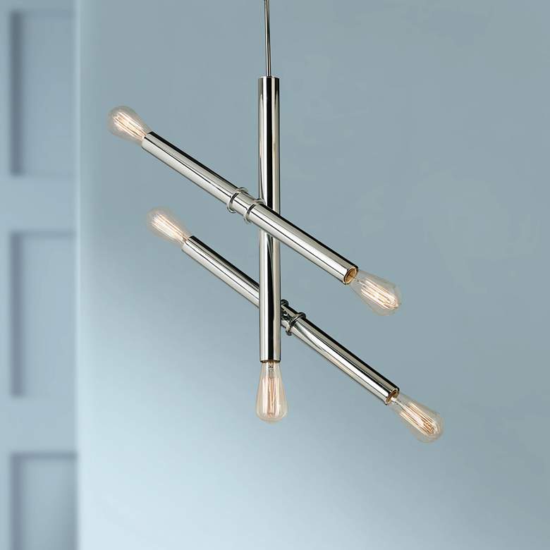 Image 1 Drucker 28"W 5 Light Pendant Chrome
