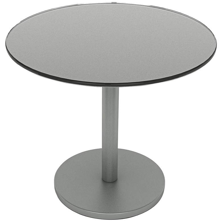 Image 1 Drucker Moon Mist Tempered Glass Round Pedestal Table
