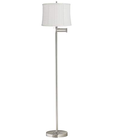 Druckman 60 1/2"H Brushed Nickel White Dot Shade Swing Arm Floor Lamp