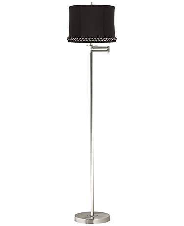 Druckman 60 1/2"H Nickel with Massa Black Shade Swing Arm Floor Lamp