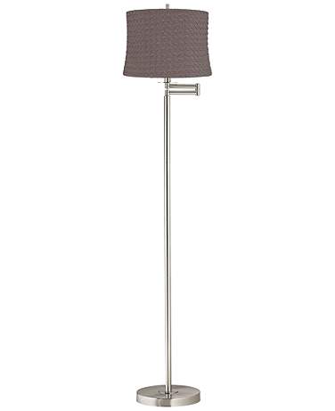 Druckman 60 1/2"H Nickel with Sierra Gray Shade Swing Arm Floor Lamp