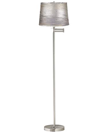 Druckman 60 1/2"H Nickel with Silver Gold Shade Swing Arm Floor Lamp