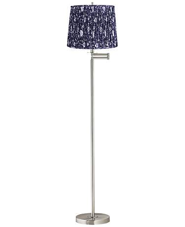 Druckman 60 1/2" High Nickel Swing Arm Floor Lamp with Deep Blue Shade
