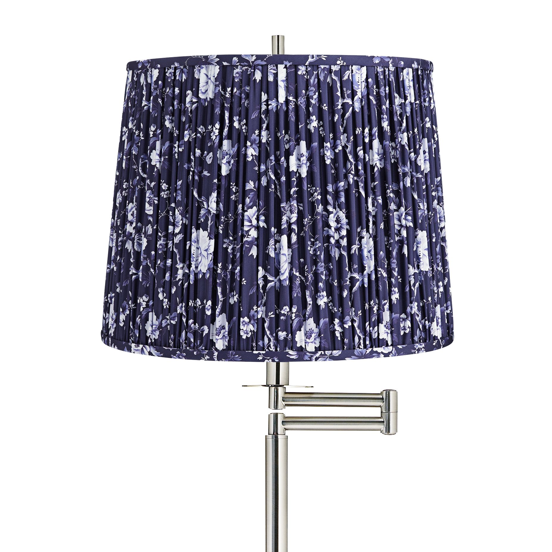 Image 2 Druckman 60 1/2" High Nickel Swing Arm Floor Lamp with Deep Blue Shade more views