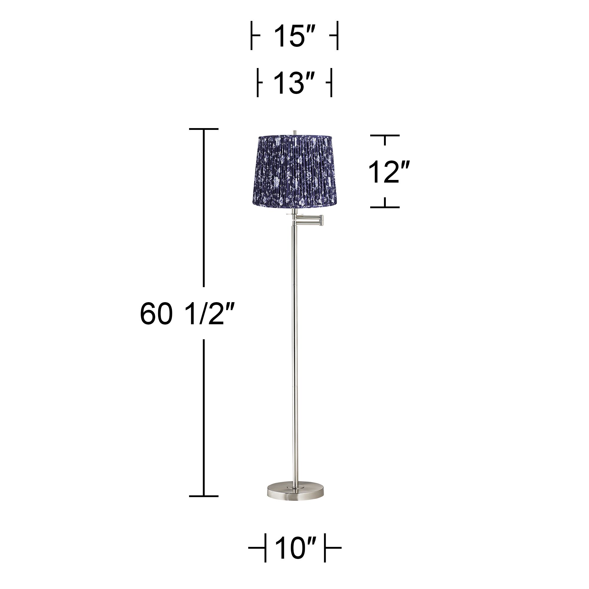 Image 5 Druckman 60 1/2" High Nickel Swing Arm Floor Lamp with Deep Blue Shade more views