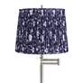 2_Druckman 60 1/2" High Nickel Swing Arm Floor Lamp with Deep Blue Shade more views