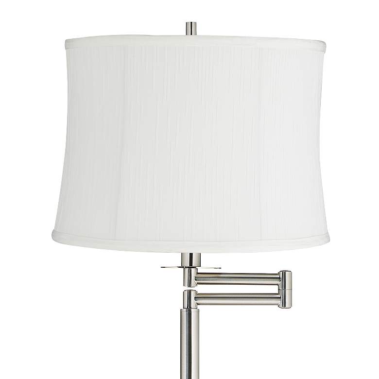 Image 2 Druckman 60 1/2"H Brushed Nickel Barr White Shade Swing Arm Floor Lamp more views